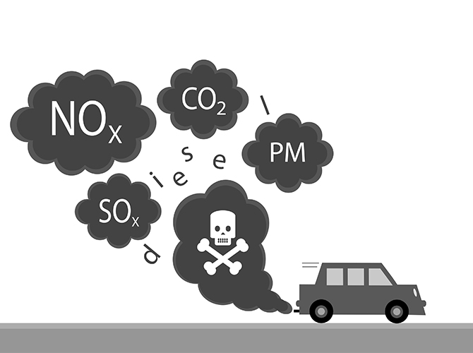 main diesel exhaust pollutants from a car